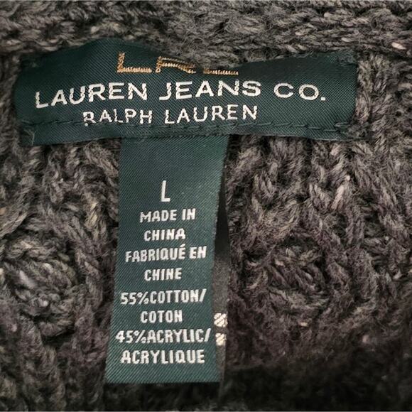 LRL Ralph Lauren Grey‎ Cowl Neck Cable Knit Classic Sweater Size Large New! - Picture 6 of 7
